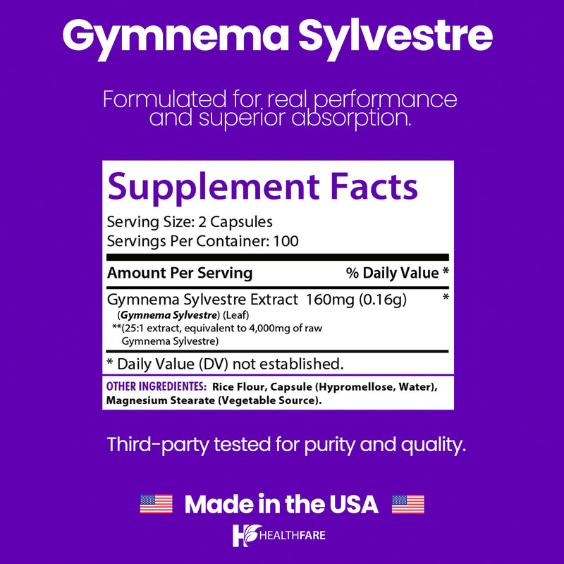 [Australia] - Gymnema Sylvestre Supplement Extract 4000mg | 200 Vegan Capsules | Standardized Herbal Supplement for Metabolic Balance & Carbohydrate Support | Non-GMO, Gluten-Free | Made in USA 