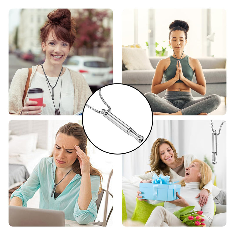 [Australia] - Pack of 2 smoking cessation aids, V2 necklace, smoke-free original, breathing chain, smoke-free aid, smoking cessation chain with whistle, fear breathing necklace with resistance, against quitting smoking necklace 