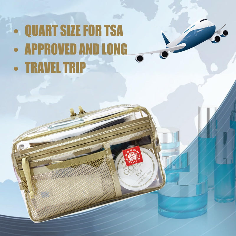 Rough Enough Clear Toiletry Bag TSA Approved Travel Makeup Bag Bundle Set