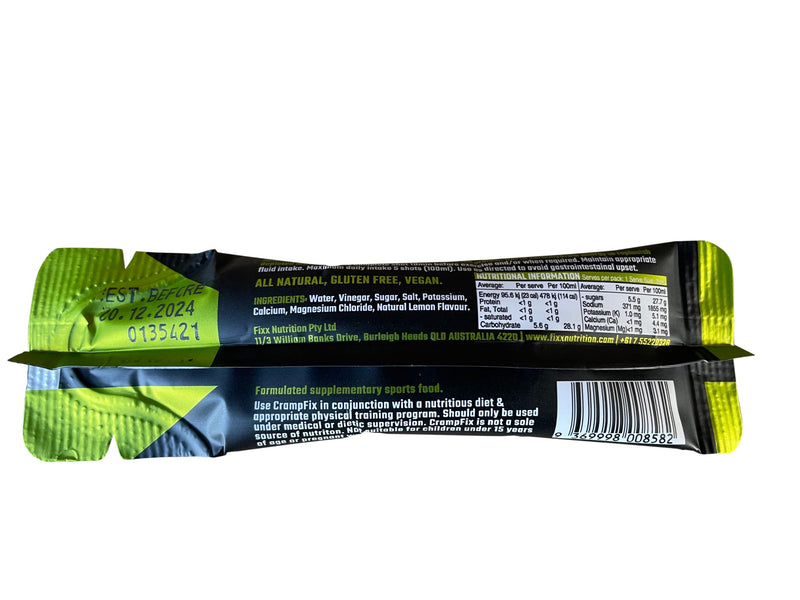 Crampfix QuickFix Shot Sachets - Fast & Effective Relief from Muscle Cramp (15 x 20ml Packets) (Lemon) Lemon