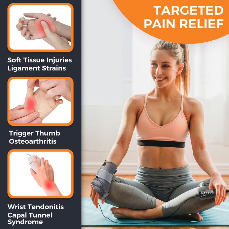 [Australia] - Electric Thumb & Wrist Heating Pad for Hand Arthritis with 3 Heat & 5 Timer Settings, Heated Wrist Wrap for Carpal Tunnel Syndromes, Tendonitis Left/Right Hand Pain Relief(S) Gray S 