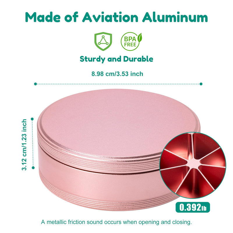 Metal Pill Organizer 7 Compartments Pill Dispenser - Heavy Duty Pill Box Waterproof Pill Container Large Daily Pill Case Medicine Holder for Medication Vitamins Fish Oils Supplements, 0.39lb (Pink)