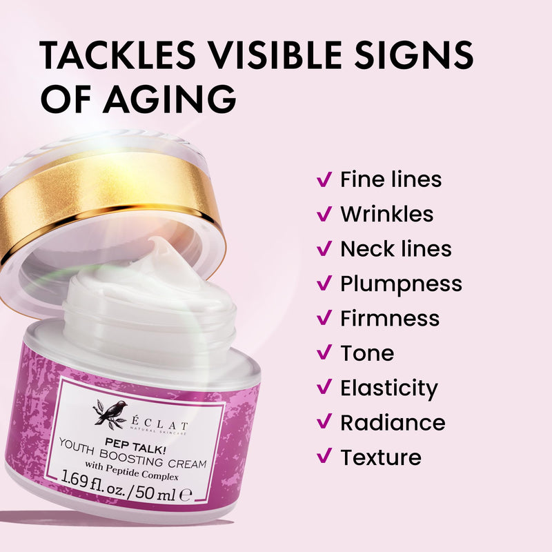 Eclat Skincare Vitamin C Serum + Anti Aging Face Cream Set – Vit C with Hyaluronic Acid, Ferulic Acid & Vitamin E + Collagen Peptide Moisturizer – Brightening & Anti Wrinkle Skin Care Duo for Women