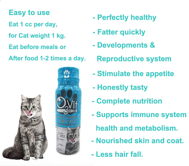 X2 Pcs(100ml) Multivitamin Daily Essential Cat Food Vitamins & Minerals Omega3, Helps Support Health, More Fat, Digestion, Skin, Coat, Allergy Immune Supplement Nourished Blood & Eye - PawsPlanet Australia