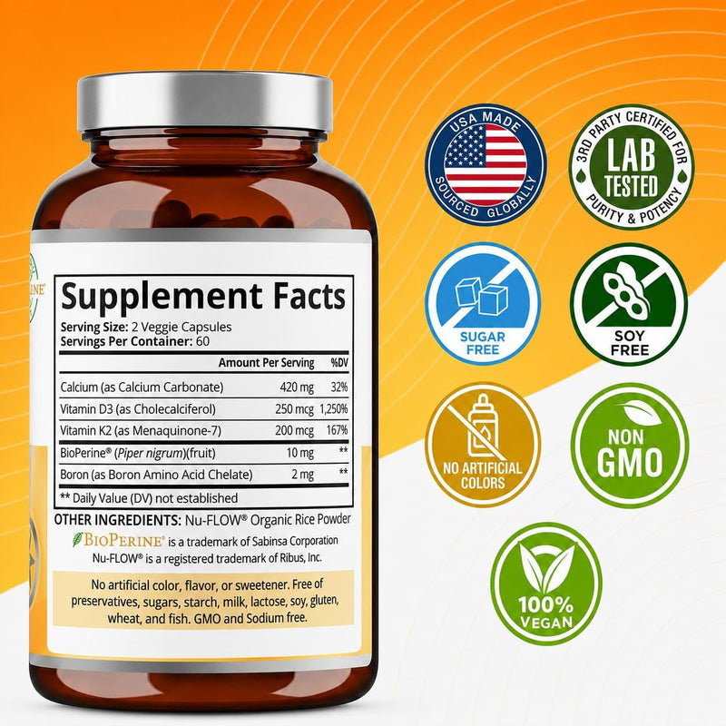 Purity Labs Vitamin D3 K2 10000 IU, (250mcg) D3 + 200mcg K2 MK7 - Immune Support Supplement Enhanced with Bioperine - Supplements for Daily Defense, Bone, Muscle & Skin Health - 120 Capsules