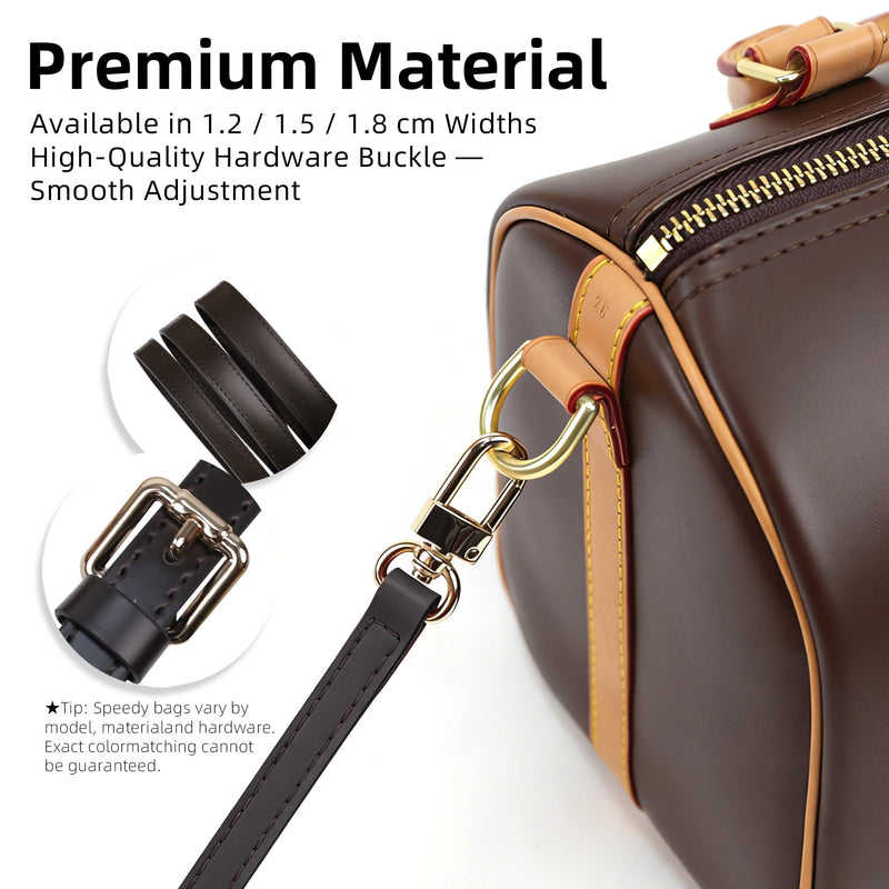 DGAZ Leather Shoulder Strap for Speedy Bag | Natural Vachetta Cowhide,Soft and Flexible,Handmade,Adjustable Crossbody Strap Glossy Brown 0.59 Inch Wide