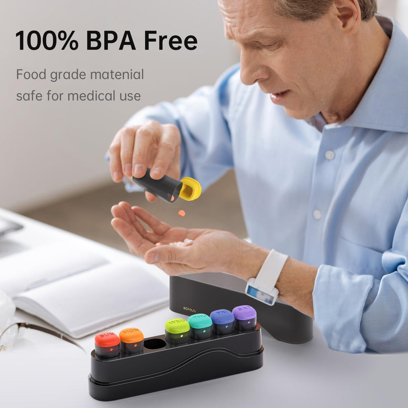 [Australia] - Weekly Pill Organizer 1 Time a Day, Detachable Pill Box 7 Day, Travel Pill Case, Once Daily Medication Dispenser, Week Pill Holder Container for Vitamin, Medicine, Supplement, Pillbox, Black 