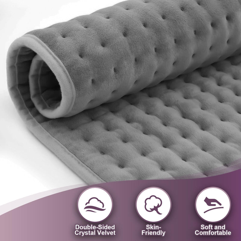 [Australia] - Qfun heating pad with automatic switch-off 100x50cm, extra large heat pad electric, machine washable electric heating pad large xxl for back neck shoulder stomach, 6 temperature levels and 4 timers 100*50CM dark gray 