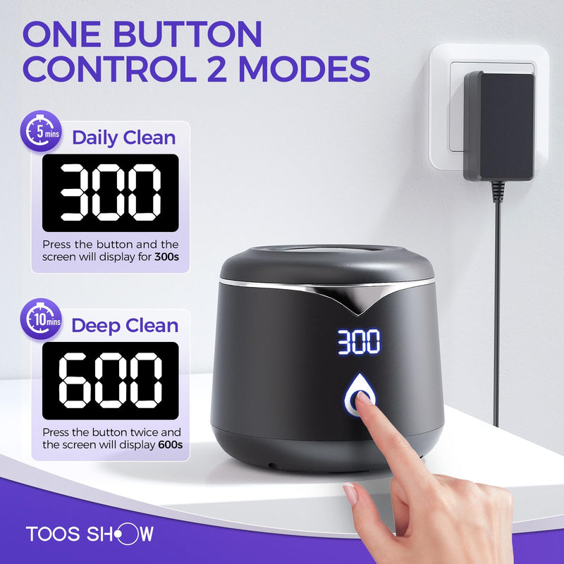 [Australia] - Ultrasonic Retainer Cleaner, 45kHz Denture Cleaner Machine, 5min and 10min Modes, 200ml Dental Cleaning Pod, MouthGuard Cleaner for Aligner Jewelry EPA Est. No.104222-CHN-1 