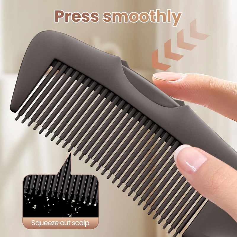 Dandruff Comb 2PC Upgraded Fine Tooth Scalp Detox Comb Lice for Women, Men & Kids Scalp Detoxing, Sweep & Massage Hair Brush Tool with Elegant Box for Hair Care (Brown) Brown