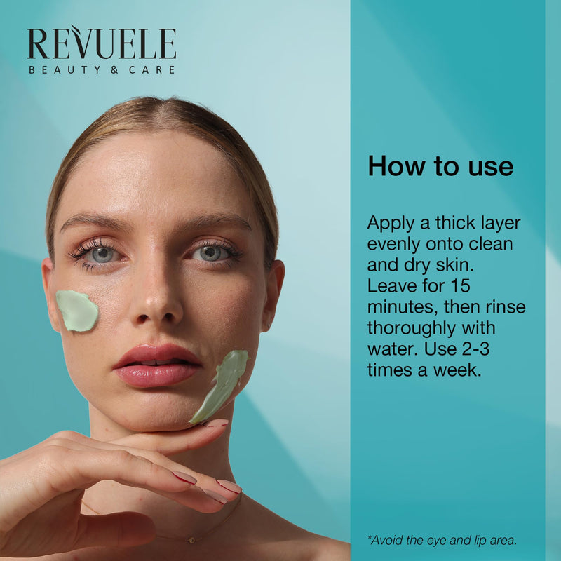 Revuele Niacinamide Face Mask – Pore Minimizing & Balancing Clay Formula with Zinc, Vitamin B3 & Macadamia Oil – Vegan Facial Skincare for Blemish-Prone Skin 1.69 fl.oz