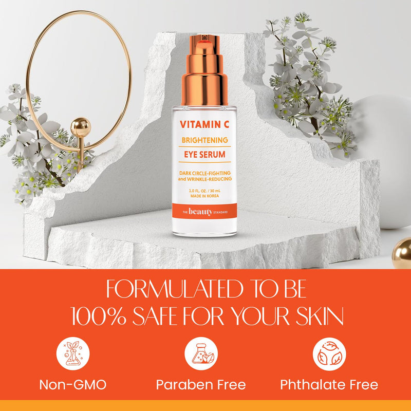 Vitamin C Under Eye Serum - Anti-Aging, Reduces Puffiness, Dark Circles & Wrinkles, Hydrating - Dermatologist Tested, Korean Skin Care - 1 oz / 30 ml Vitamin C (1 Pack)
