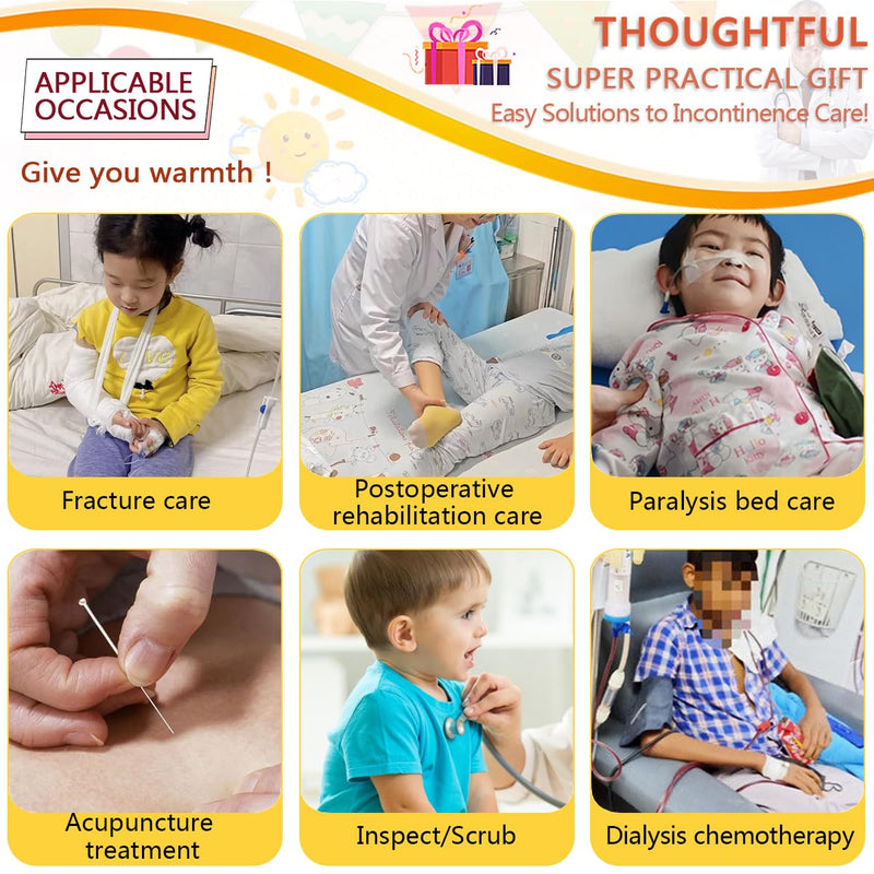 [Australia] - Children Tear Away Short Sleeve,Post Surgery Magic Stickers Shirts,Recovery Clothes,Kids Patient Clothing Blue 130 
