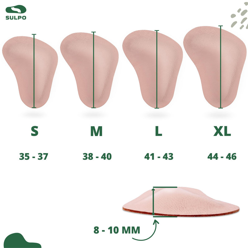 [Australia] - SULPO 2 pairs of T-shaped orthopedic insoles for flat feet - leather splayfoot pads - metatarsal pads - metatarsal pads - transverse arch support - self-adhesive - 38-40 