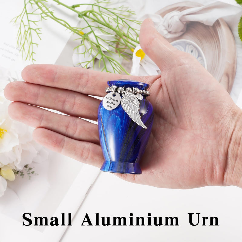 [Australia] - Dletay Small Urns for Human Ashes 2.85 Inch Mini Cremation Urns for Mom Dad Aluminum Keepsake Urns for Ashes Mini Keepsake Sharing Urns-Navy Blue Navy Blue 