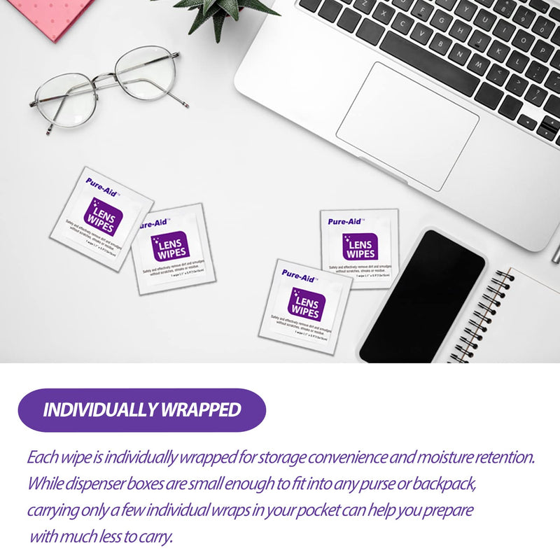 [Australia] - Lens Wipes, Cleans Eyeglasses Camera Lenses, Smart Phones and More - 100ct (Individually Wrapped Wipes) per pack 