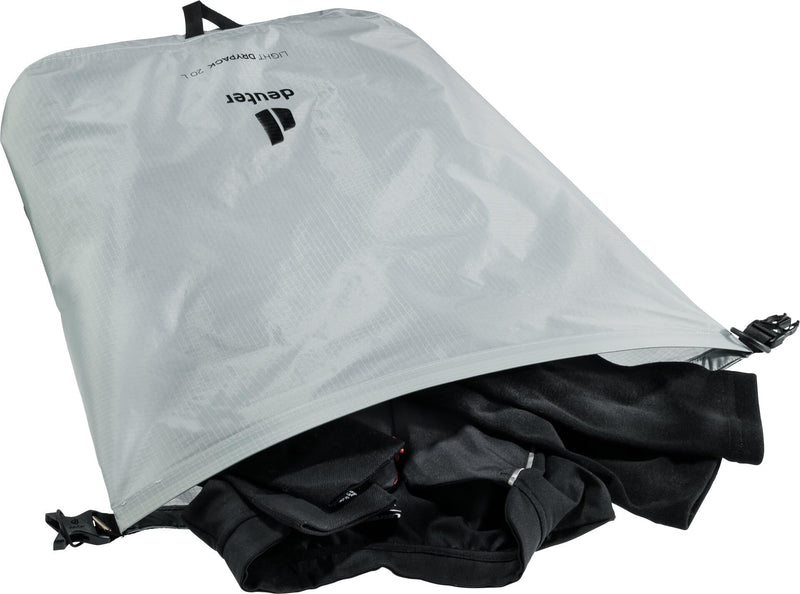 Deuter Light Drypack 20, Water-Resistant 20-Liter Ripstop Roll-Top Dry Pack Sack Keeps Gear Dry for Hiking, Trekking, Camping & Kayaking - Tin