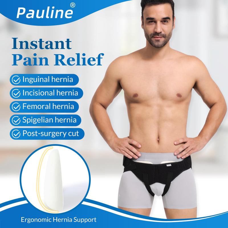 Inguinal Hernia Belt for Single/Double Hernia Support, Groin Hernia Truss for Men & Women Pain Relief with 2 Removable Compression Pads - Soft, Skin-friendly Fabric (Size S)