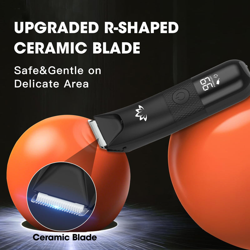 [Australia] - RESUXI Manscape Ball Trimmer for Men,Body& Pubic Hair Trimmer and Groin Hair Shaver, Bikini Trimmer Women,Smooth Shaving, Lightweight with Travel Lock, IPX7 Waterproof Wet/Dry Shaving, LED Display Black-3 