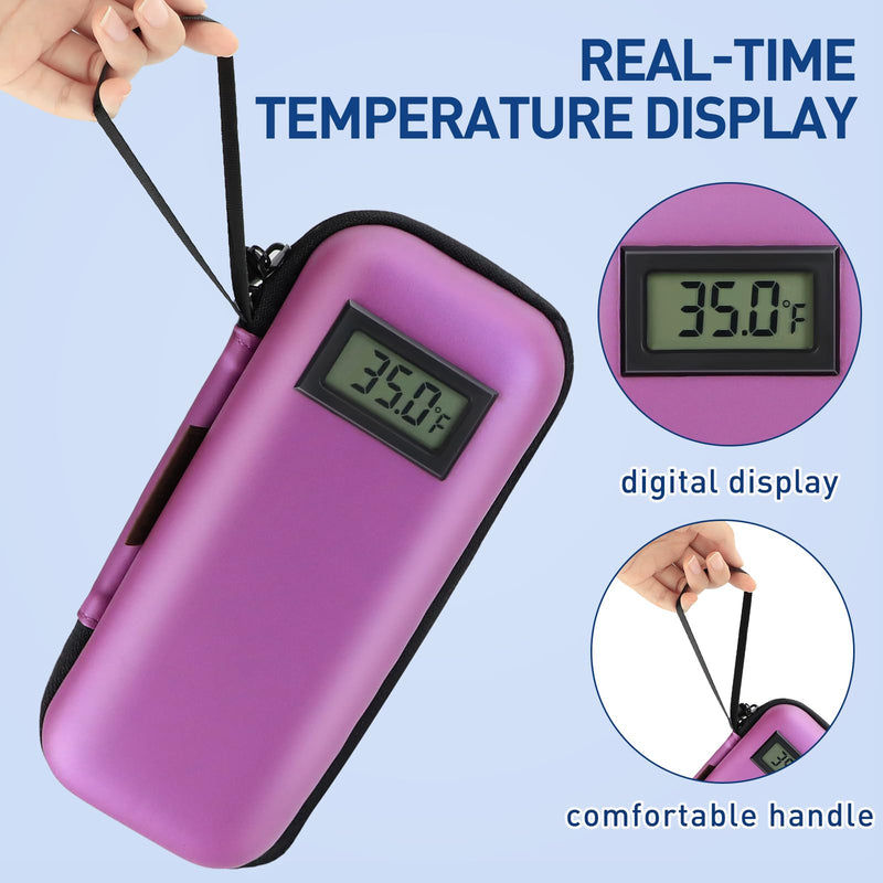 [Australia] - Insulin Cooler Travel Case, Portable Temperature Display Medicine Travel Cooler, Diabetes Case with 2 Reusable Ice Packs TSA Approved for Diabetic Supplies Patent Pending(Purple) Purple 
