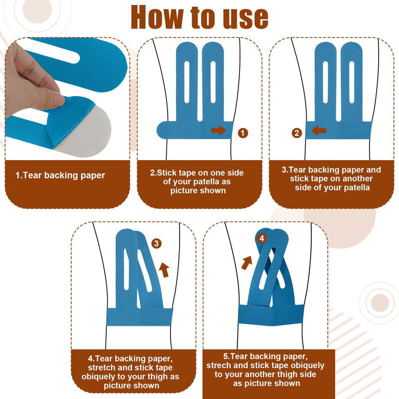 20 Pcs Precut Athletic Tape, Kinesiology Tape for Knees, Waterproof Kinetic Tape for Knee, Breathable Knee Tape for Knee Pain Relief Pre Cut,Sports Tape Athletic Kinesiology,Elastic Turf Tape Football Blue