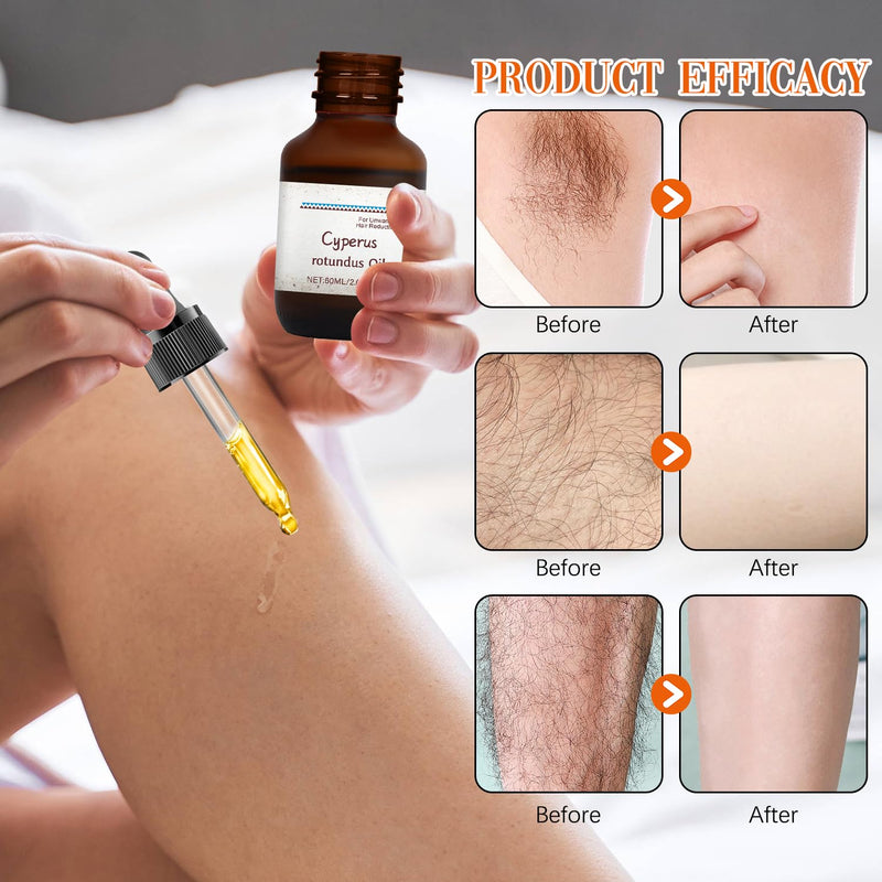 [Australia] - 2PCS Cyperus Rotundus Oil, 60ml*2 Essential Oils Cyperus for Hair Removal, Natural Pure Cyperus Oil Silky Hair Remover, for Reducing Body Hair Growth and Skin Care 