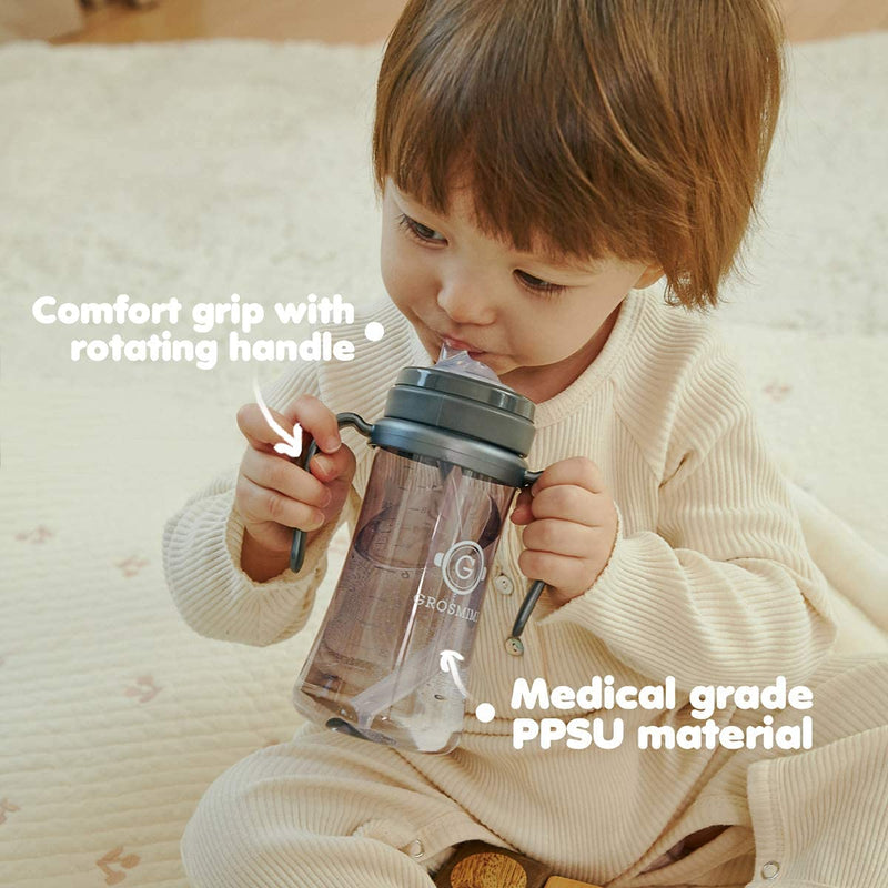 [Australia] - GROSMIMI Spill Proof no Spill Magic Sippy Cup with Straw with Handle for Baby and Toddlers, Customizable, PPSU, BPA Free 6 oz (Sky blue) Sky Blue 