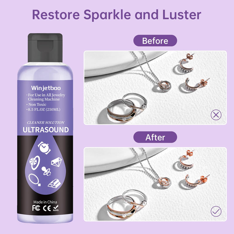 [Australia] - Ultrasound Jewelry Cleaner Solution, Use in All Ultrasound Jewelry Machines, Rings and Eyeglass, Performance Liquid Cleans Solution for Diamonds, Gold, Earrings, and Watch, 8.5 oz/250 ml Purple ( 250 Ml Jewelry Cleaner Solution） 