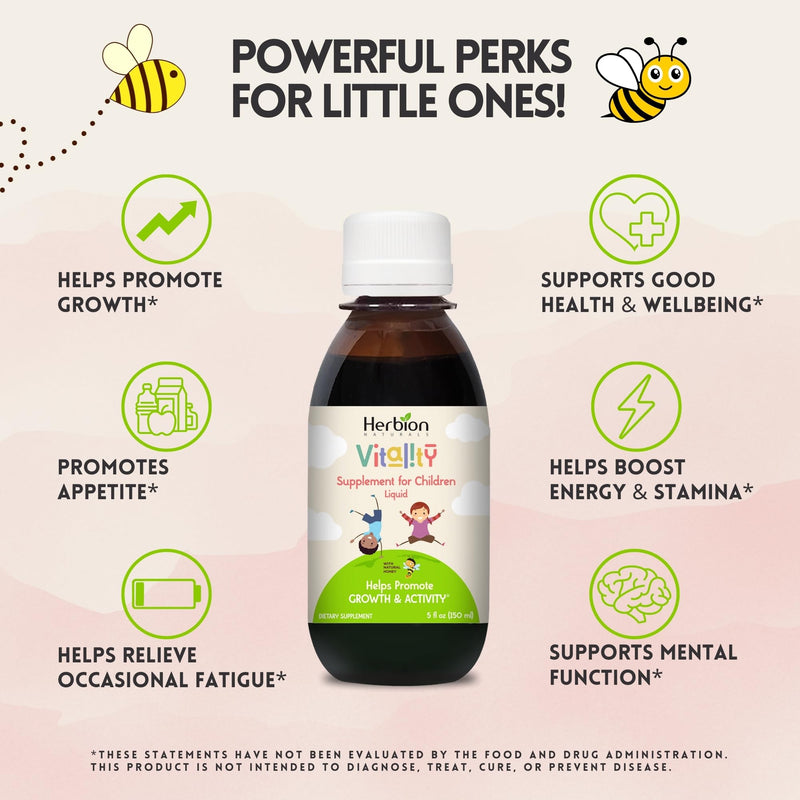 [Australia] - HERBION Naturals Vitality Supplement for Children, Promotes Growth and Appetite, Relieves Fatigue, Improves Mental & Physical Performance, for Kids 1 Year & Above, 5 Fl Oz (Pack of 2) 5 Fl Oz (Pack of 2) 