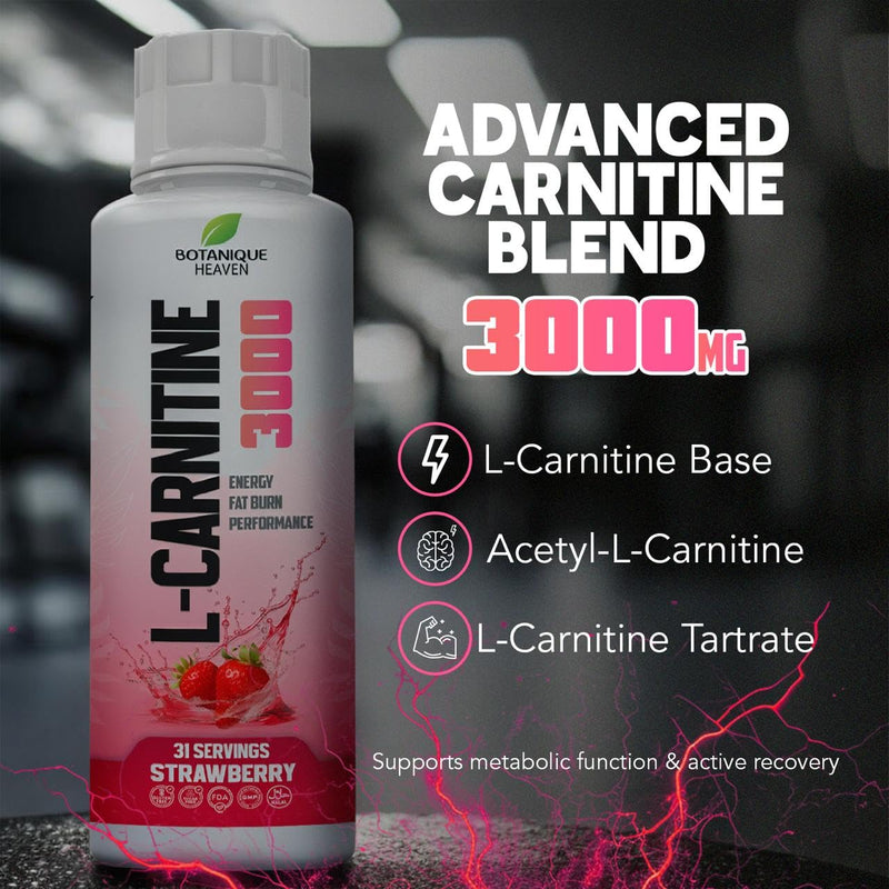 L-Carnitine Liquid 3000mg Per Serving | High Strength Liquid Carnitine | Energy & Metabolism Support | 31 Servings | Sugar Free, Vegan | Strawberry