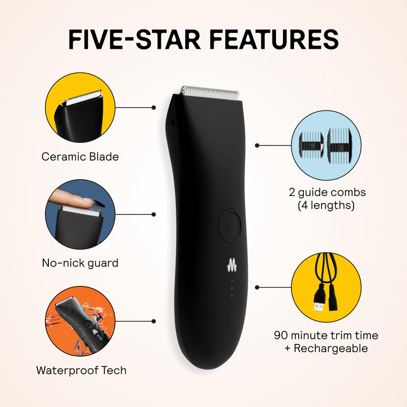 [Australia] - MERIDIAN The Trimmer Original - Body Hair Trimmer for Men, Electric Shaver for Pubic Hair, Chest, Legs & Bikini, Waterproof & Rechargeable, Onyx 3. Onyx 