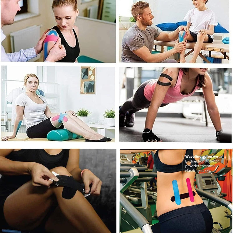 [Australia] - 3 Rolls Kinesiology Tape Precut, Athletic Sports Tape Adhesive for Muscles Ankle Neck Knee Shoulder Promotes Recovery and Providing Support, Total 60 Precut Strips(Black) Black 