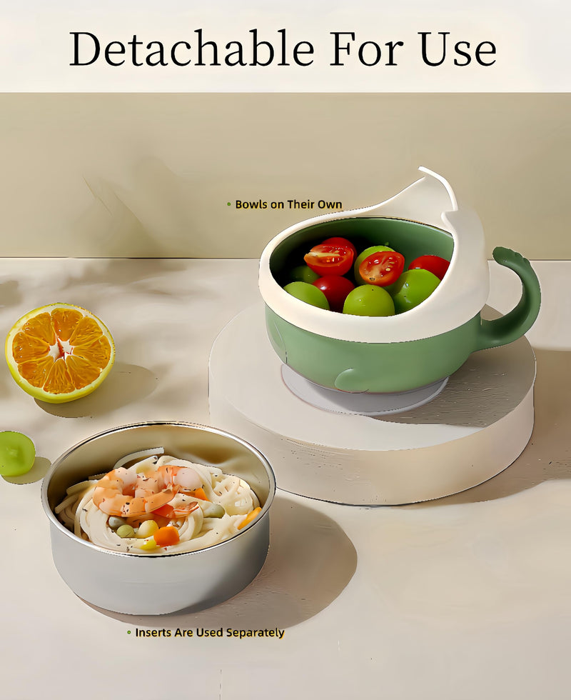 [Australia] - 2 Pieces Spill Proof Scoop Bowl with Suction Base,Plastic Bowl with Suction Bottom and Stainless Steel Liner,Adaptive Bowls for Disabled Adults,Handicapped, Parkinsons,Stroke,Elderly (Green) White-green 