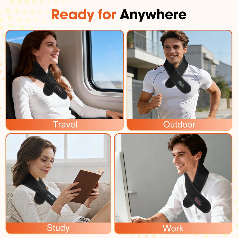 Cordless Neck Heating Pad for Pain Relief,Electric Heated Neck Wrap,3000mAh Battery Heated Neck Brace,Rechargeable Neck Warmer