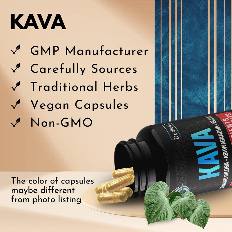 [Australia] - 9in1 Kava Kava Capsules 5-Month Supply 6550mg 15:1 Extract for Sleep, Mind & Immune Support - 9 Natural Herbs includes Ginkgo, Ashwagandha, Graviola, Valerian & more - 150 Vegan Capsules 