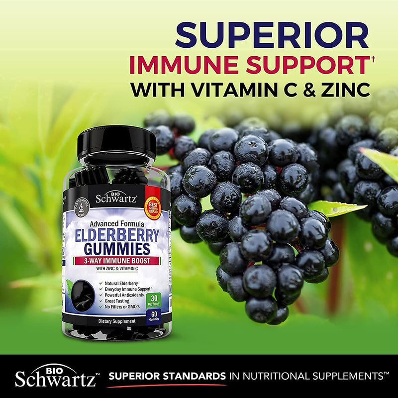 BioSchwartz Respiratory & Immune Lung Support Supplement with Quercetin (1 Month Supply) Plus Elderberry Gummies with Zinc and Vitamin C for Adults Immune Support (1 Month Supply)