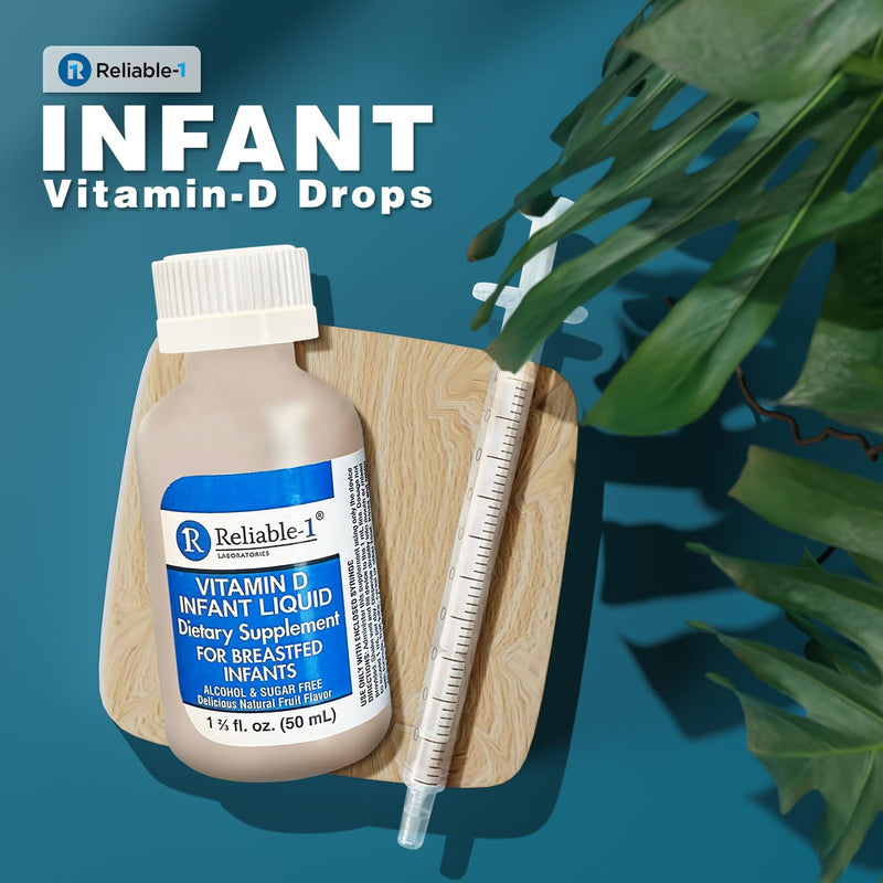 Reliable-1 Laboratories Infant Liquid Vitamin-D Drops 2-Pack (Natural Fruit Flavoring) Sugar & Alcohol Free, for Breast Feeding Babies 0-12 Months and Up