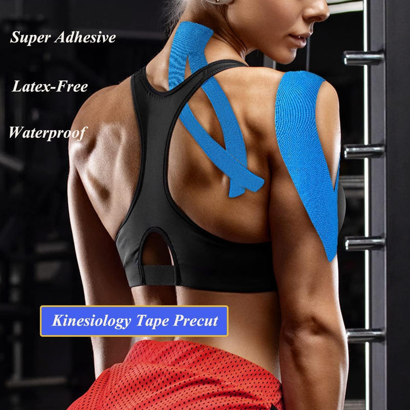 [Australia] - 3 Rolls Kinesiology Tape Precut, Athletic Sports Tape Adhesive for Muscles Ankle Neck Knee Shoulder Promotes Recovery and Providing Support, Total 60 Precut Strips(Black) Black 