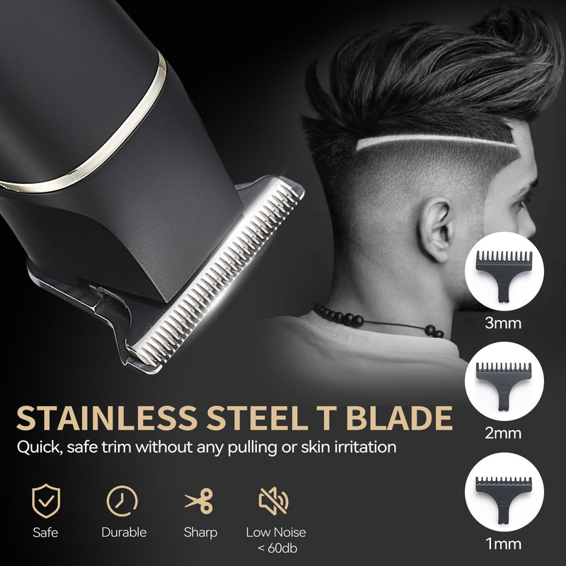 Hair Trimmer for Men, Beard Trimmer for Men Professional, Electric Razor Shavers Zero Gapped T Blade Edgers Liners, Barber Clippers for Hair Cutting Mustache Facial with LCD Display Gifts for Men Black