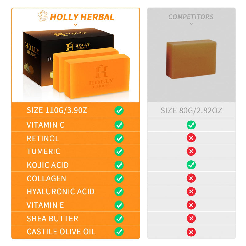 XXL 2.84oz Turmeric Soap Bar - Kojic Acid Soap Dark Spot Remover & Scars - Original Japanese Complex Vitamin C Collagen Shea Butter Retinol Acid Dark Spot Remover for Face Body Skin 1