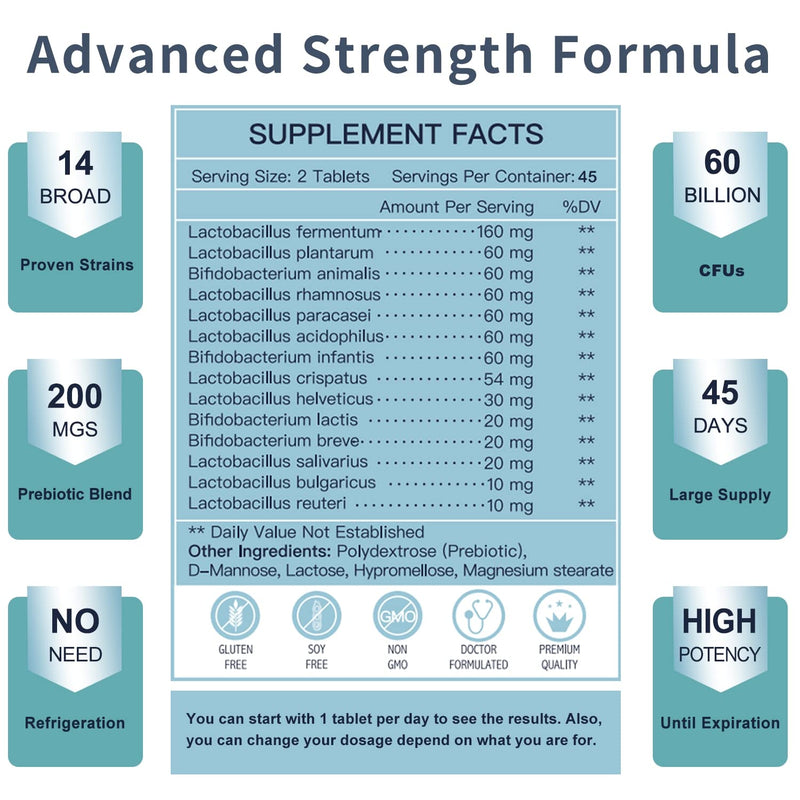 [Australia] - NATURE TARGET Probiotics for Men with Men Care Supplement, Prebiotics & Probiotic for Men's Digestive and Immune Health,60 Billion CFUs & 14 Strains Shelf Stable, Gluten & Soy Free (90 Tablets) 