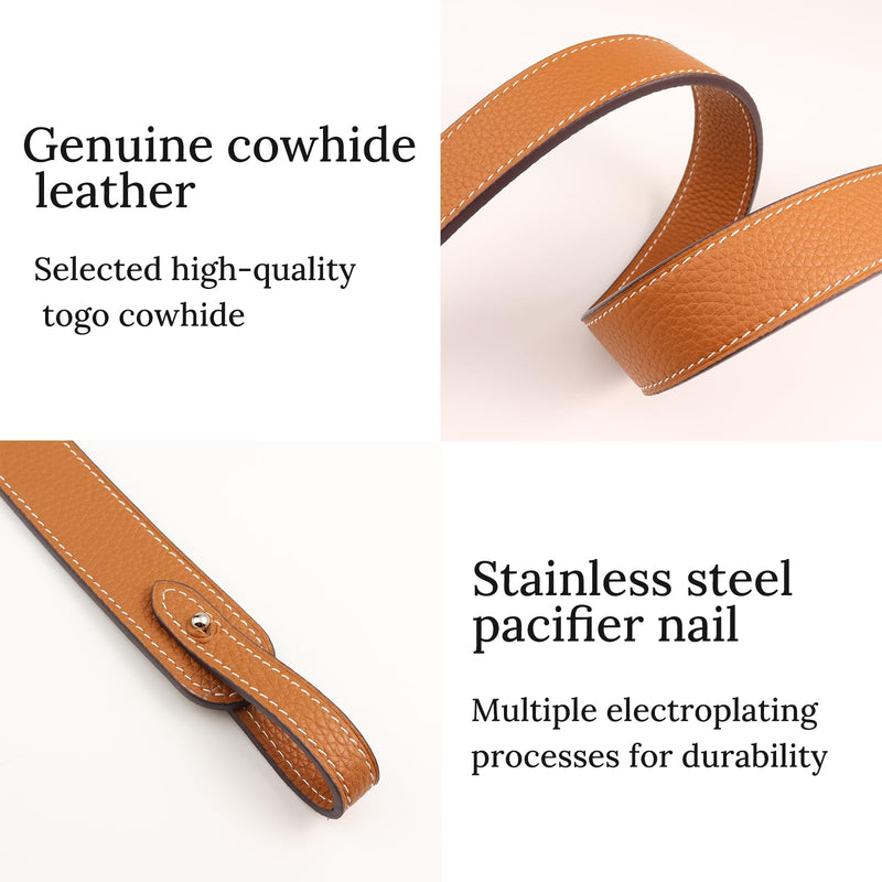 Genuine Leather Purse Strap for Picotin/Lindy/Evelyne Bags Togo Leather Shoulder Straps Replacement for Handbag Gold Brown-silver Hardware