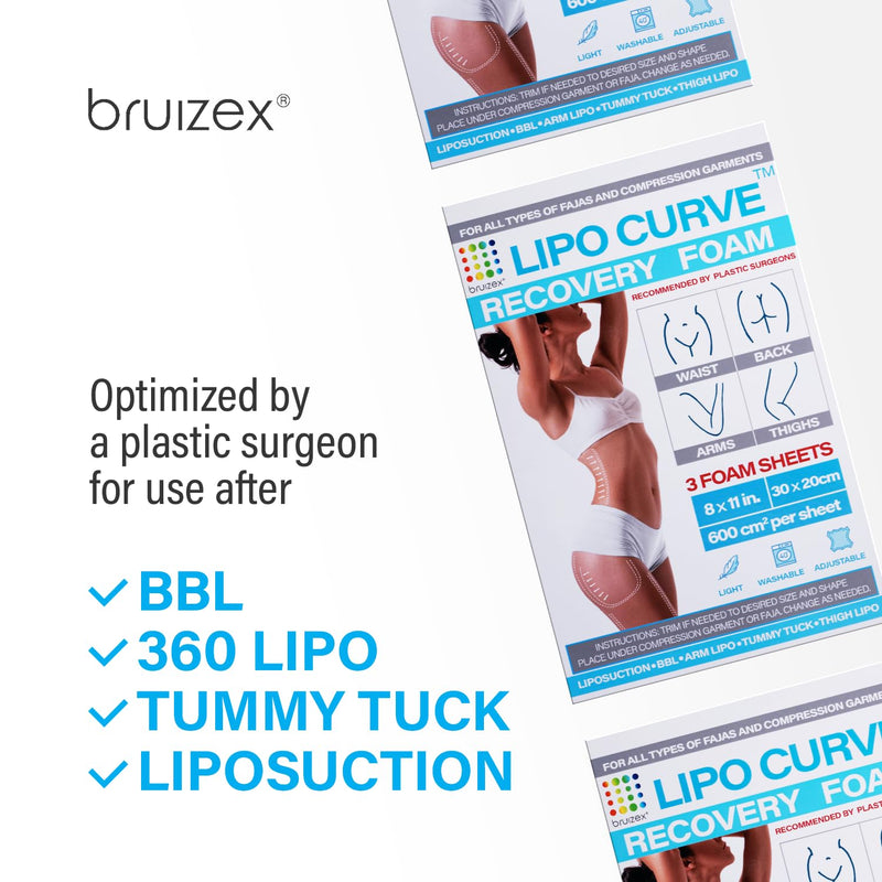 Lipo Foam Post Surgery Pads, Liposuction Recovery Foam Boards, Compatable with Compression Garment Sheets, Faja, Abdominal Binder, Waist Trainer, Belly Wrap, BBL Pillow, 3-Pack