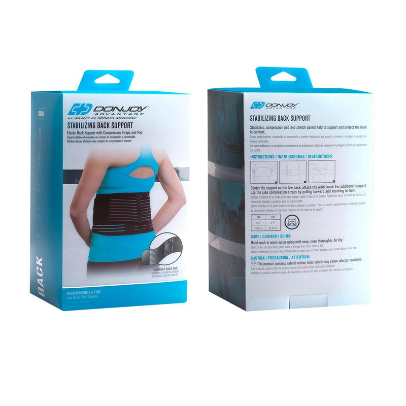 [Australia] - DonJoy DA161BW01-BLK-S, M Stabilizing Back Support for Low Back Pains, Strain, Comfortable Foam Padding with Stretch Fabric, Adjustable to fit Small to Medium, 29" to 37" Small to Medium, 29" to 37" 