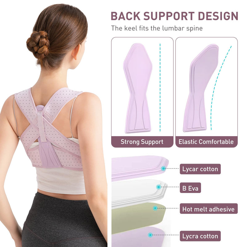 [Australia] - Posture Corrector For Women, Adjustable Back Brace For Posture, Back Posture Corrector Providing Pain Relief From Lumbar, Neck, Shoulder, And Clavicle, Back (S/M Upper Waist 25-36 Inch) a Purple Small/Medium 