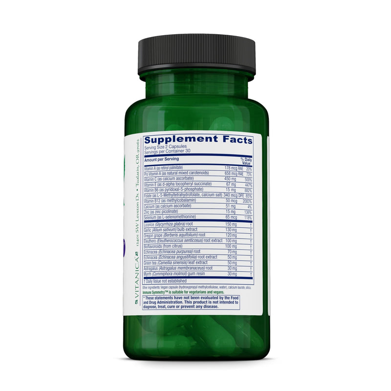 Vitanica Immune Symmetry - Immune System Support Supplement with Vitamins A, C & B6 - Antioxidant Supplement to Support Immune Health - Vegan Supplement - Professional Line - 60 Vegan Caps Pro Logo - 60 Vegan Caps