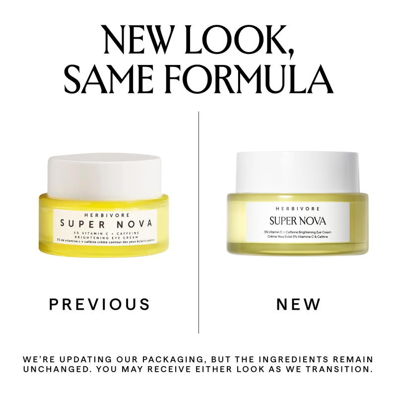 HERBIVORE Super Nova Eye Cream | Brightening with Vitamin C, 0.5 oz | Targets dark circles and puffiness with a plant-based vegan formula. Helps brighten tired-looking under eyes