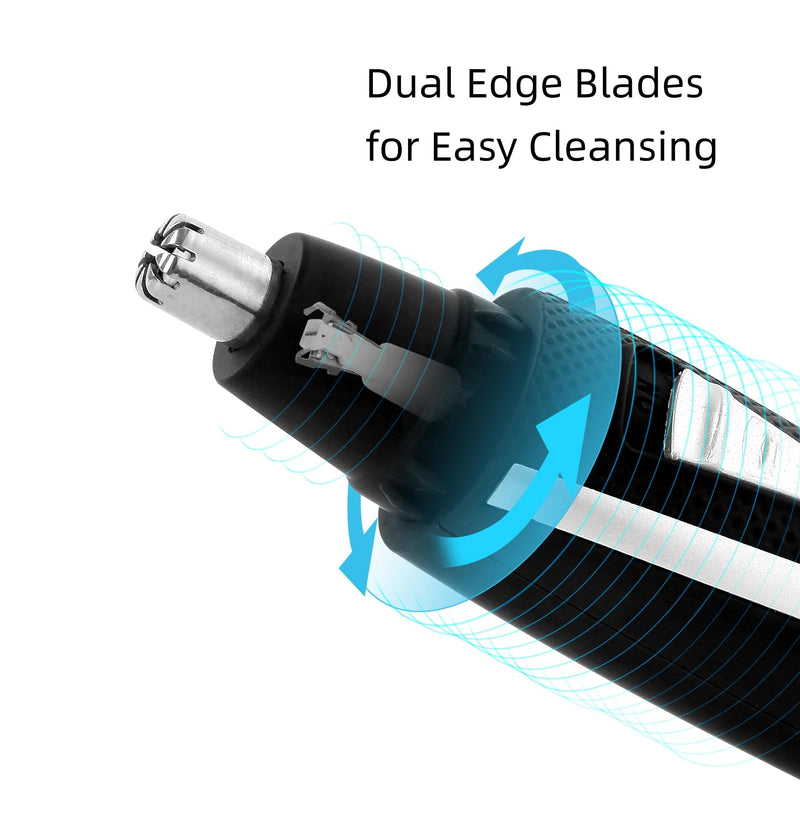 Ear and Nose Hair Trimmer Clippers: 2025 Professional Painless Eyebrow & Facial Hair Trimmers Remover for Men Women, Battery Operated Nasal Clipper, Dual Edge Waterproof Blades for Easy Clean, Black