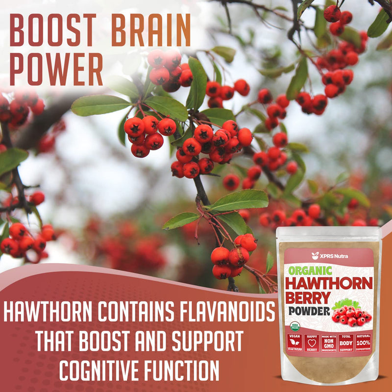 [Australia] - XPRS Nutra Organic Hawthorn Berry Powder - Premium USDA Organic Hawthorne Berry Powder for Cardiovascular Support - Vegan Friendly Hearth Health Supplement (16 Ounce) 1 Pound (Pack of 1) 