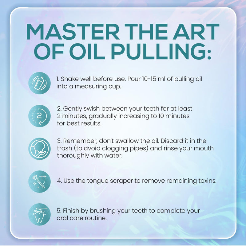 Venus Visage Coconut Oil Pulling for Teeth with Tongue Scraper, 8 fl oz - Peppermint & Coconut Pulling Oil for Teeth and Gums - Alcohol-Free Oil Pulling Oral Rinse